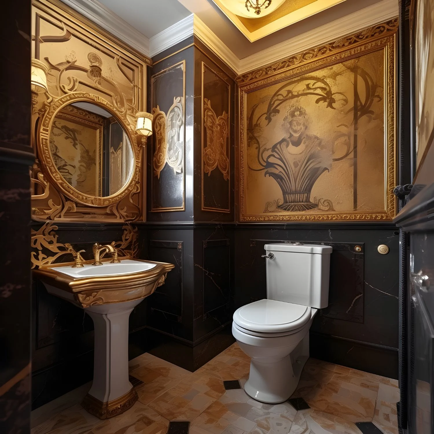 Sehr opulent gestaltetes Jugendstil-Badezimmer