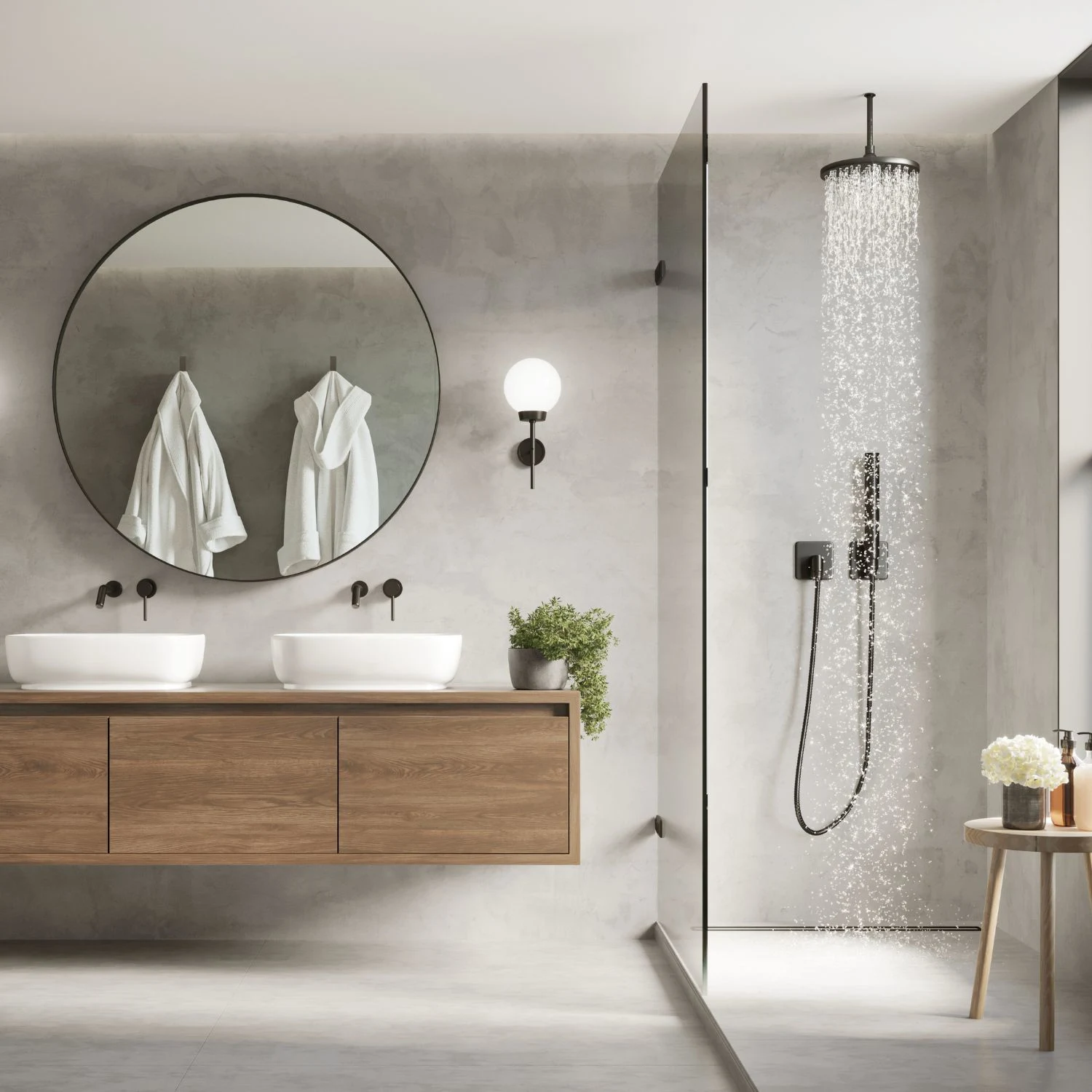 Optimaler Wasserstrahl einer Regendusche