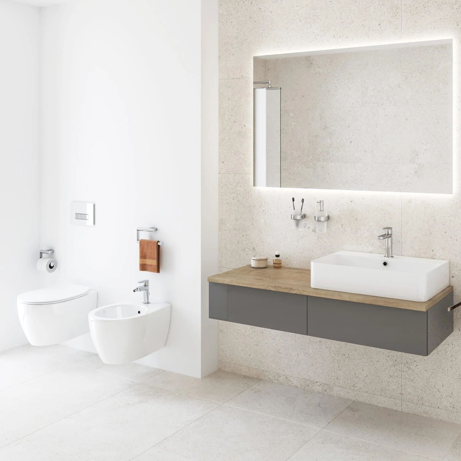 Helles zeitloses Badezimmer