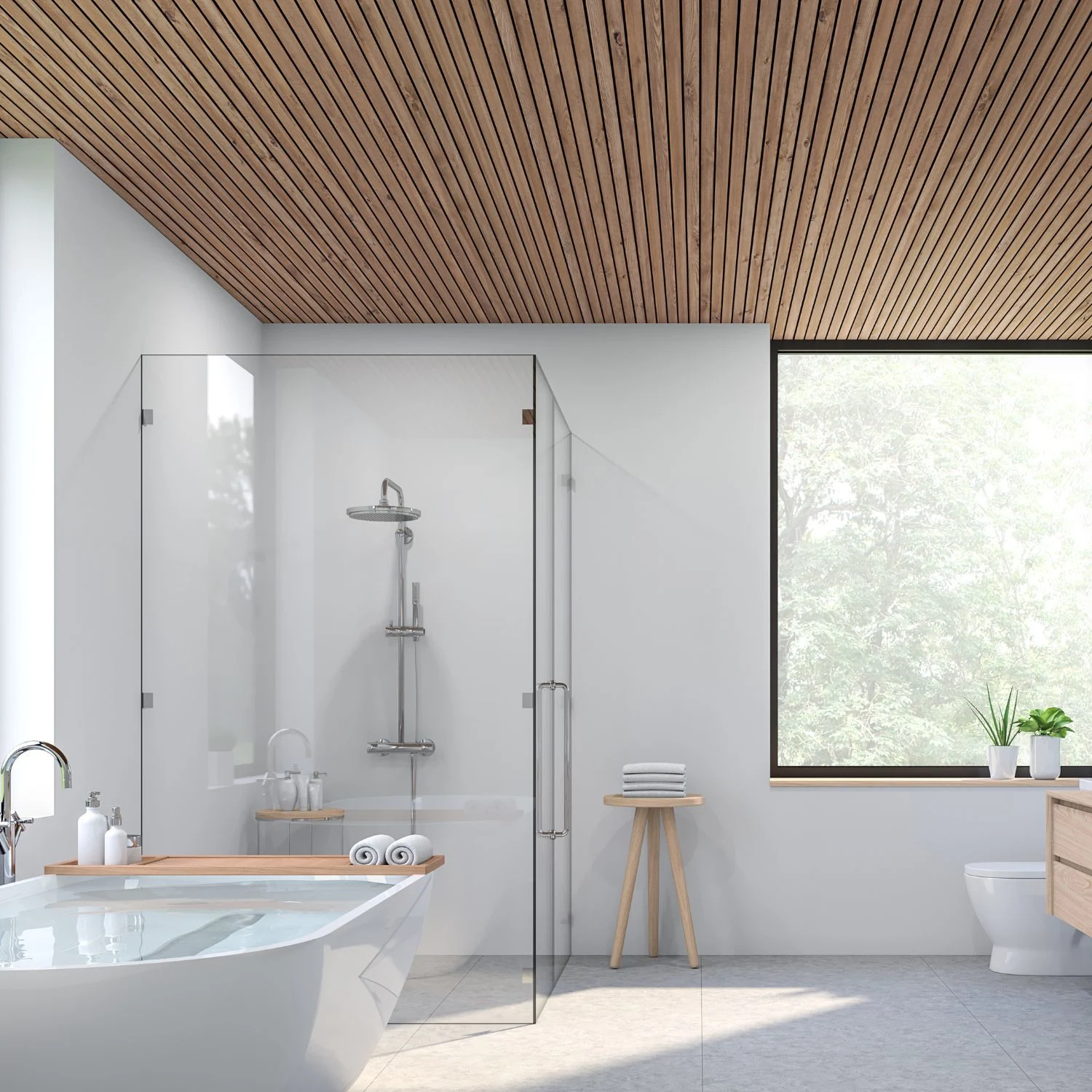 Badezimmer Decke aus Holz
