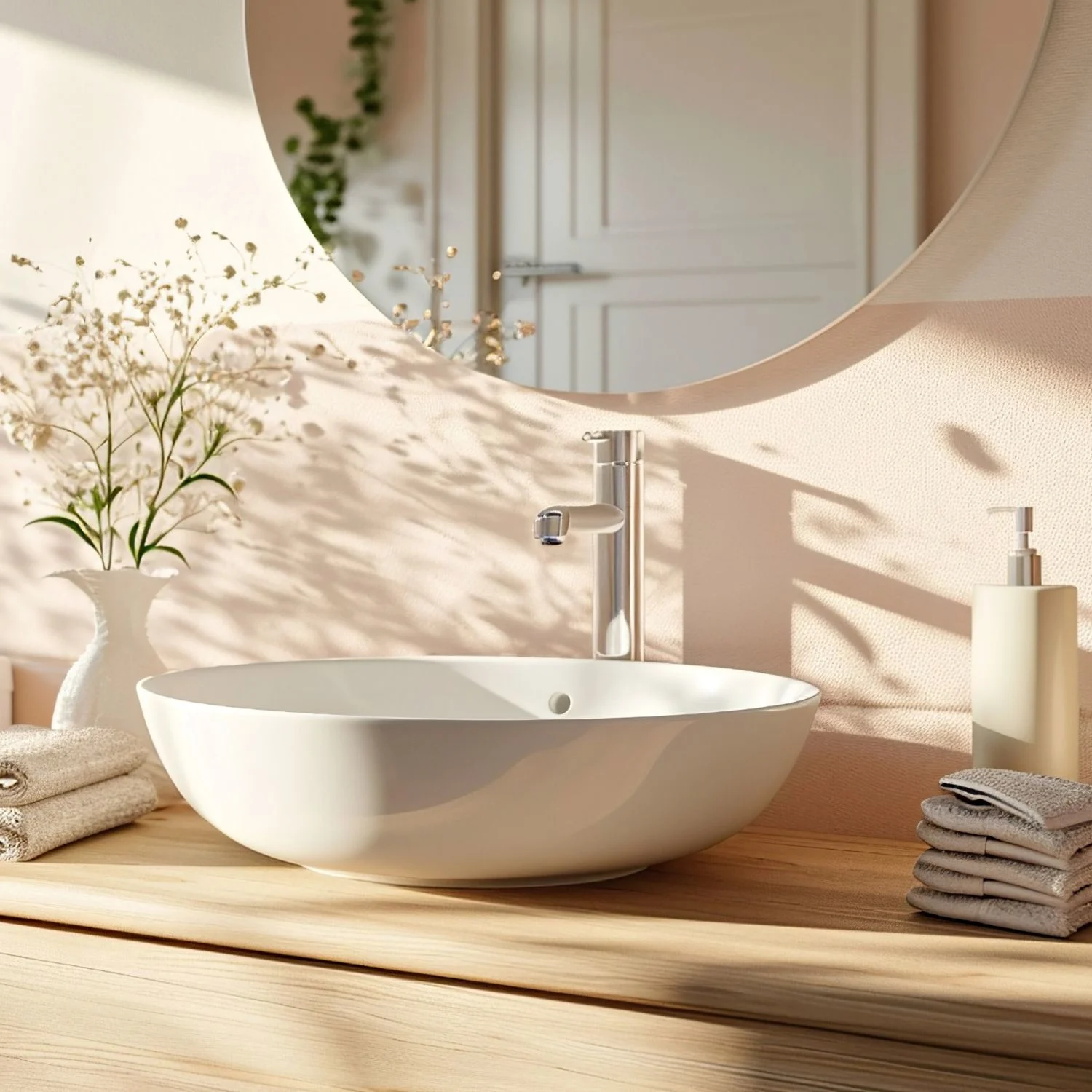 helles Badezimmer in rosa