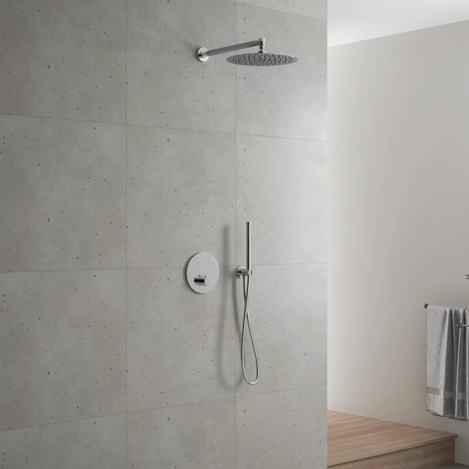 Kronenbach Lima 2.0 Duschsystem Unterputz mit Smart Push Thermostat für 2 Verbraucher, rund