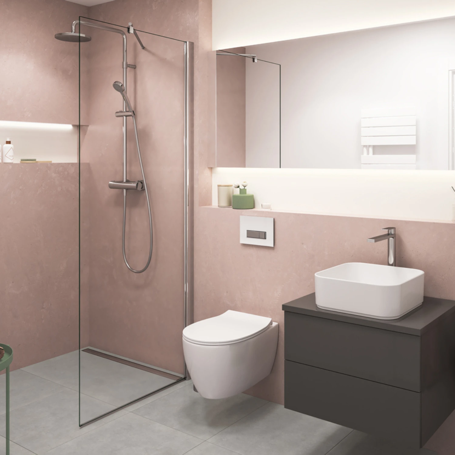 Helles Badezimmer in rosa und weiß