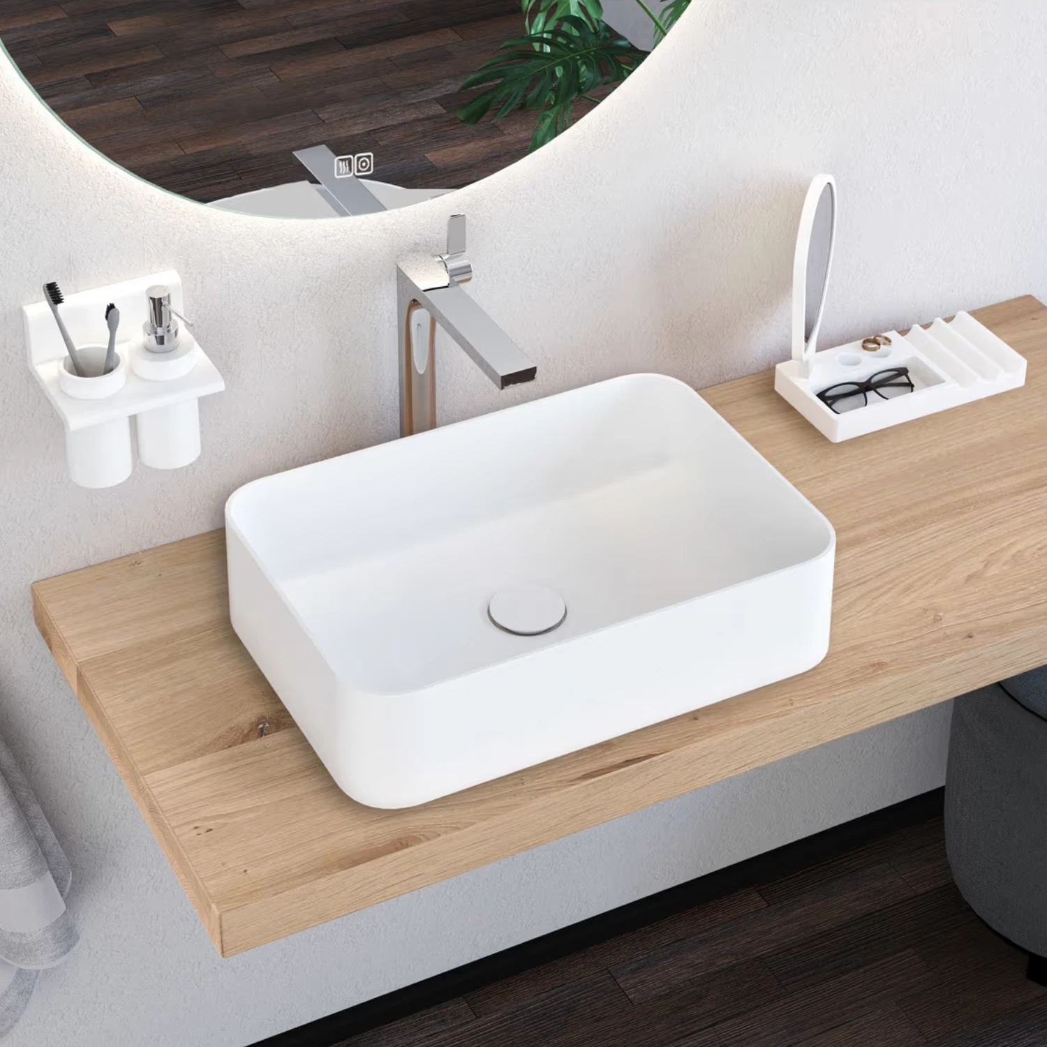 weißer Kronenbach Wandhalter für Seifenspender und Becher