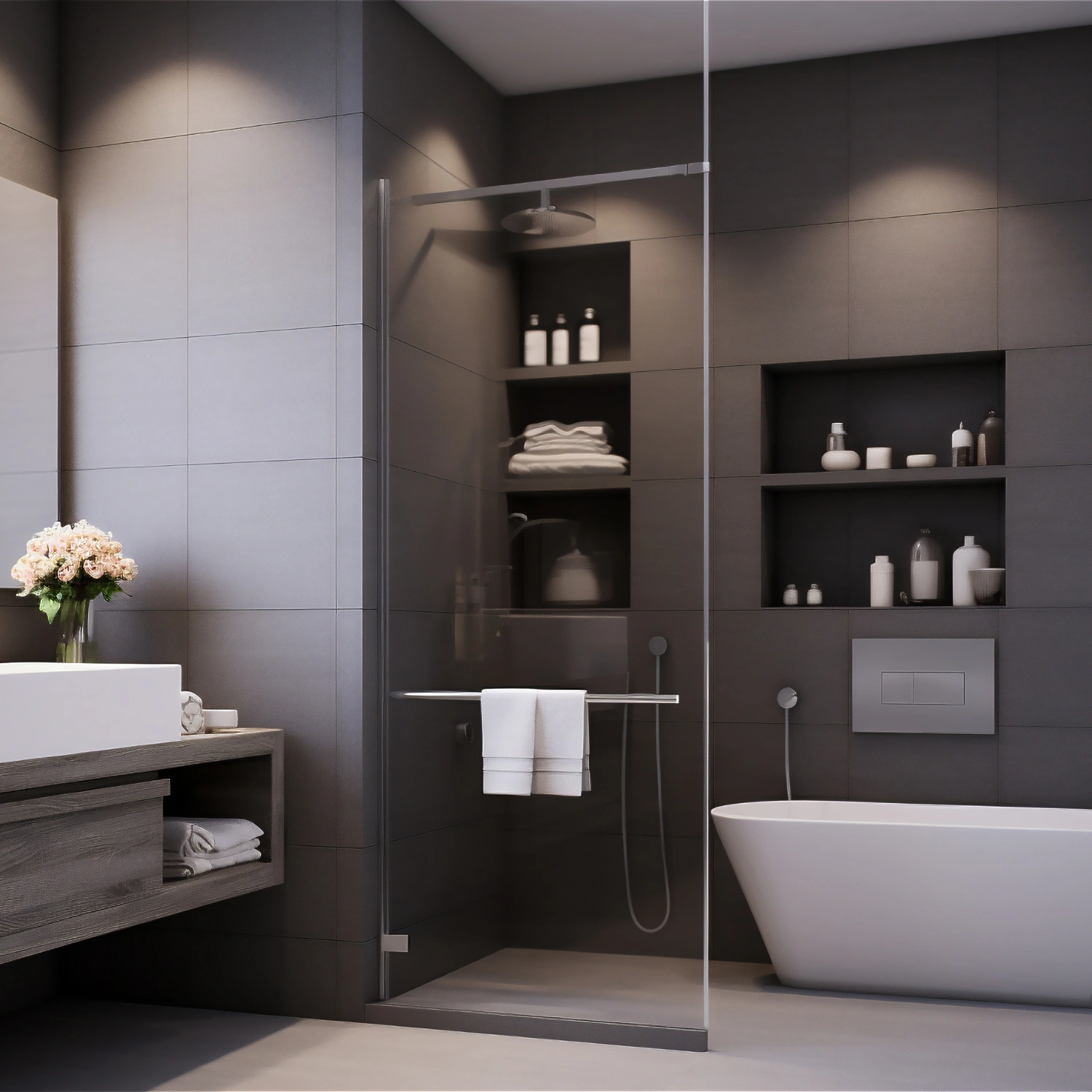 Wandnischen im Badezimmer für mehr Stauraum