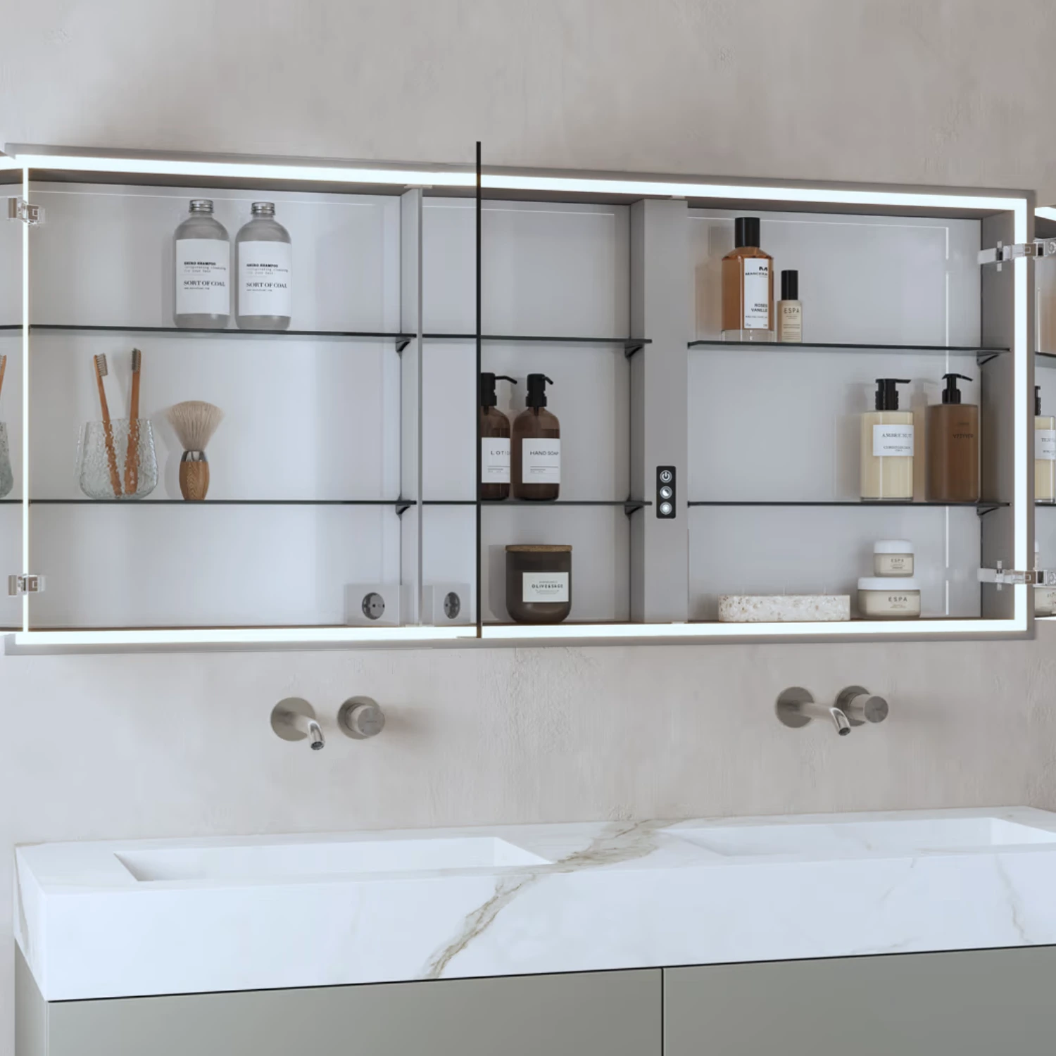 offener, geordneter ALLUVION Pluto Spiegelschrank