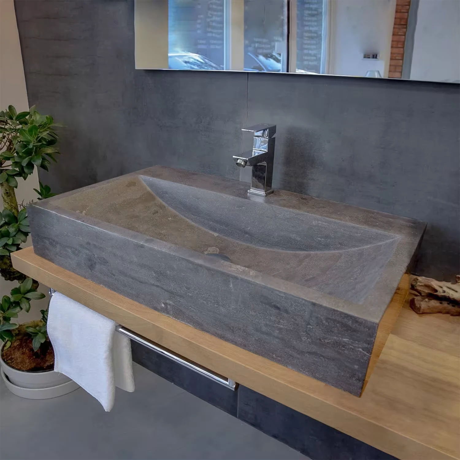 Stone Naturstein Aufsatzwaschtisch anthrazit