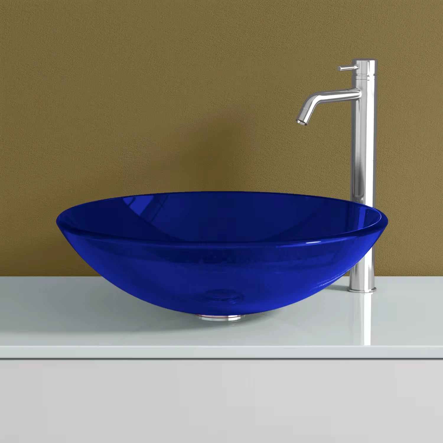 progettobagno Atollo Glas-Aufsatzwaschtisch in glänzend blau