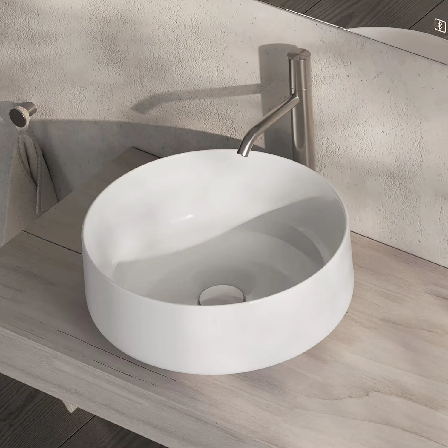 ALLUVION Apollo Aufsatzwaschtisch in bianco lucido