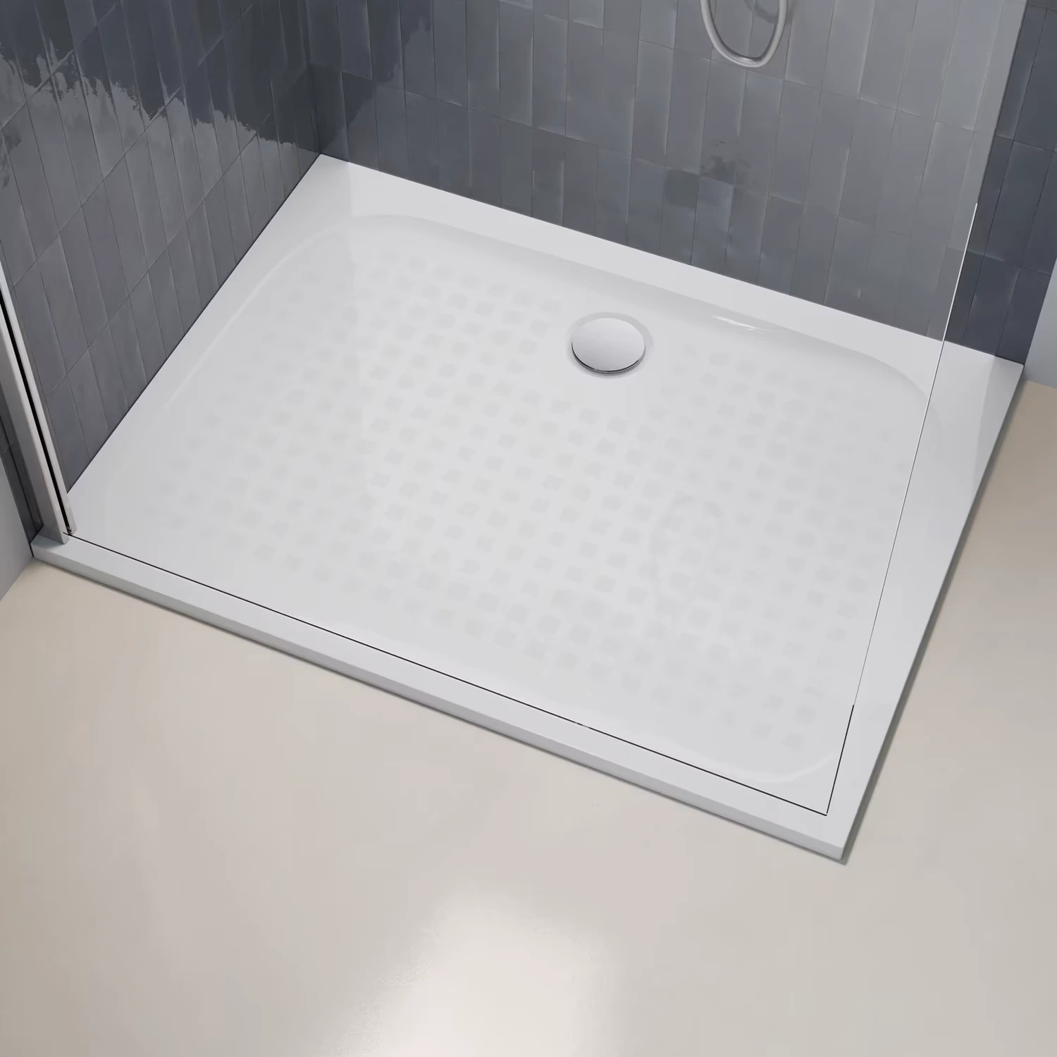 Weiße pianura Emilia mineral Duschwanne mit Antirutsch-Funktion