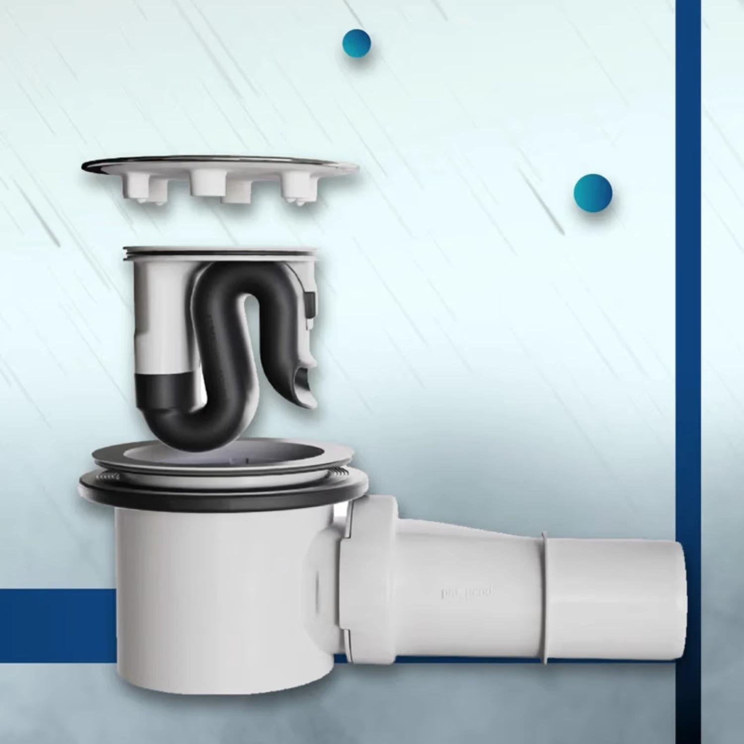 Visolva Flow reinigungsfreier Siphon mit Deckel