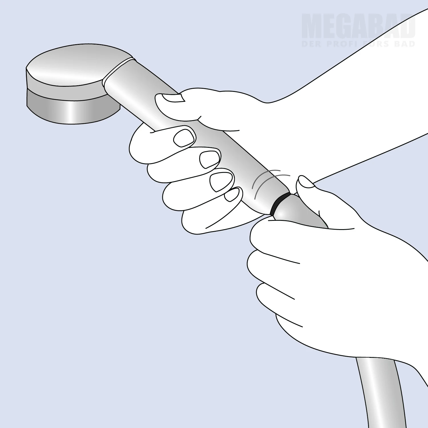 Lösen des Schlauches von dem Duschkopf.