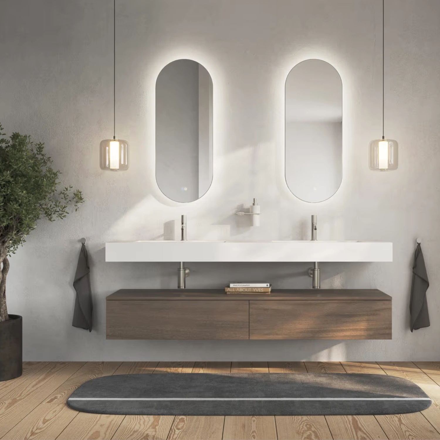 ALLUVION Aura Lichtspiegel in einem Bad ohne Fliesen