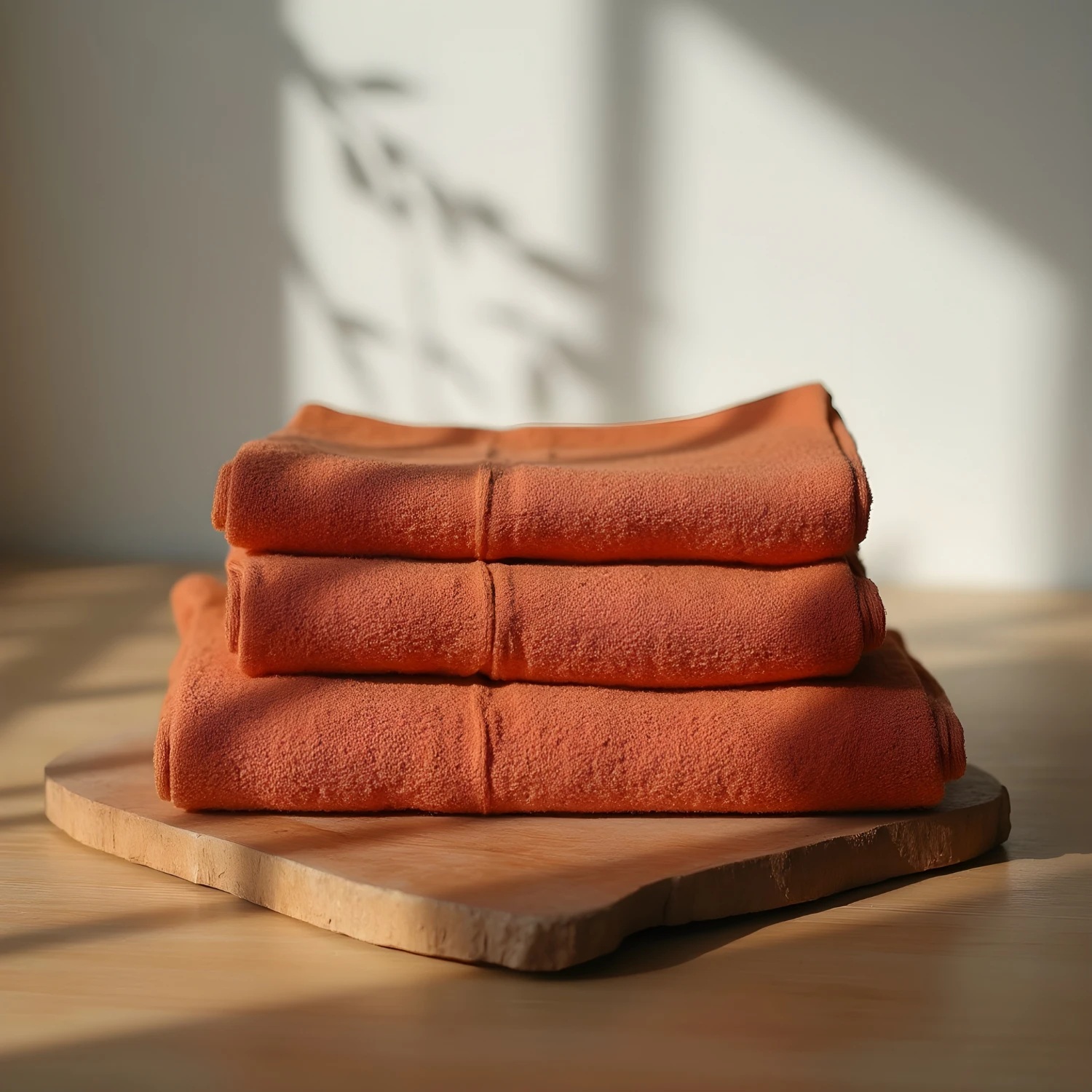 Handtücher als Deko in Terracotta