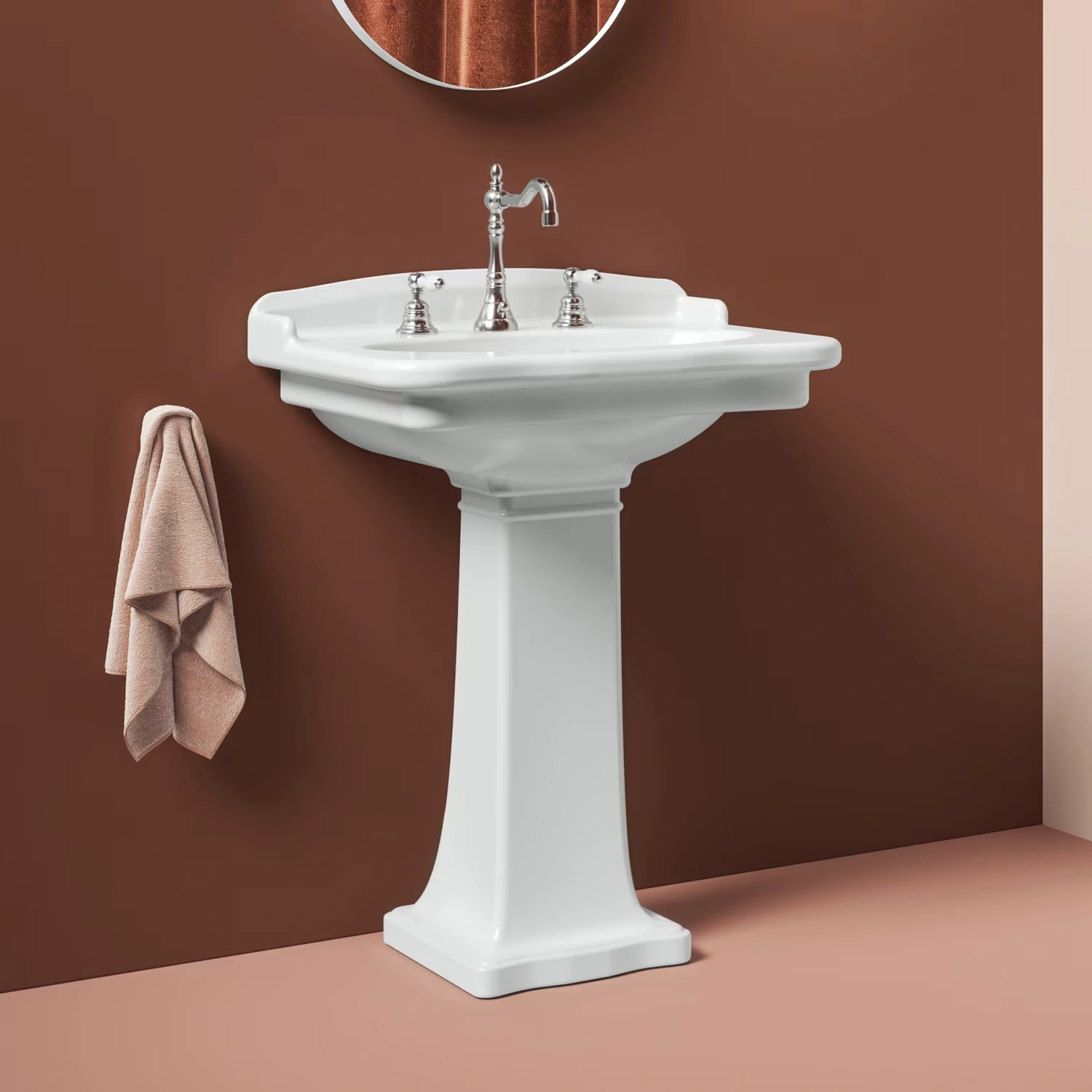 Kronenbach Iota 2.0 Waschtisch in einem Terracotta-Bad
