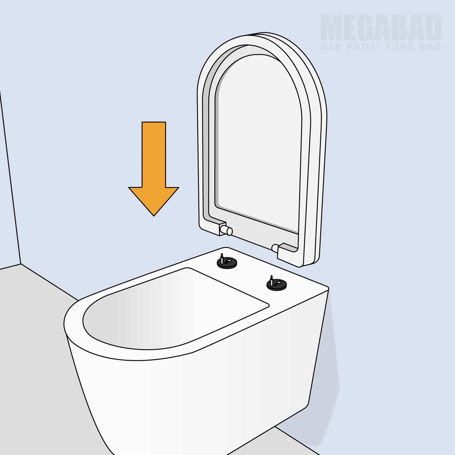 Probe Aufsetzen und Ausrichten des neuen WC-Sitzes