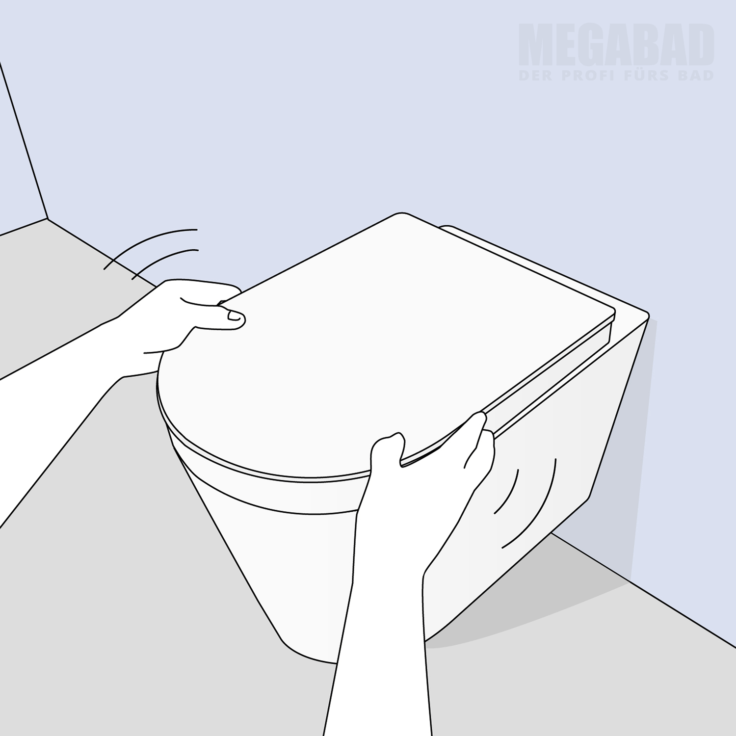 Der WC Sitz wird händisch korrekt ausgerichtet