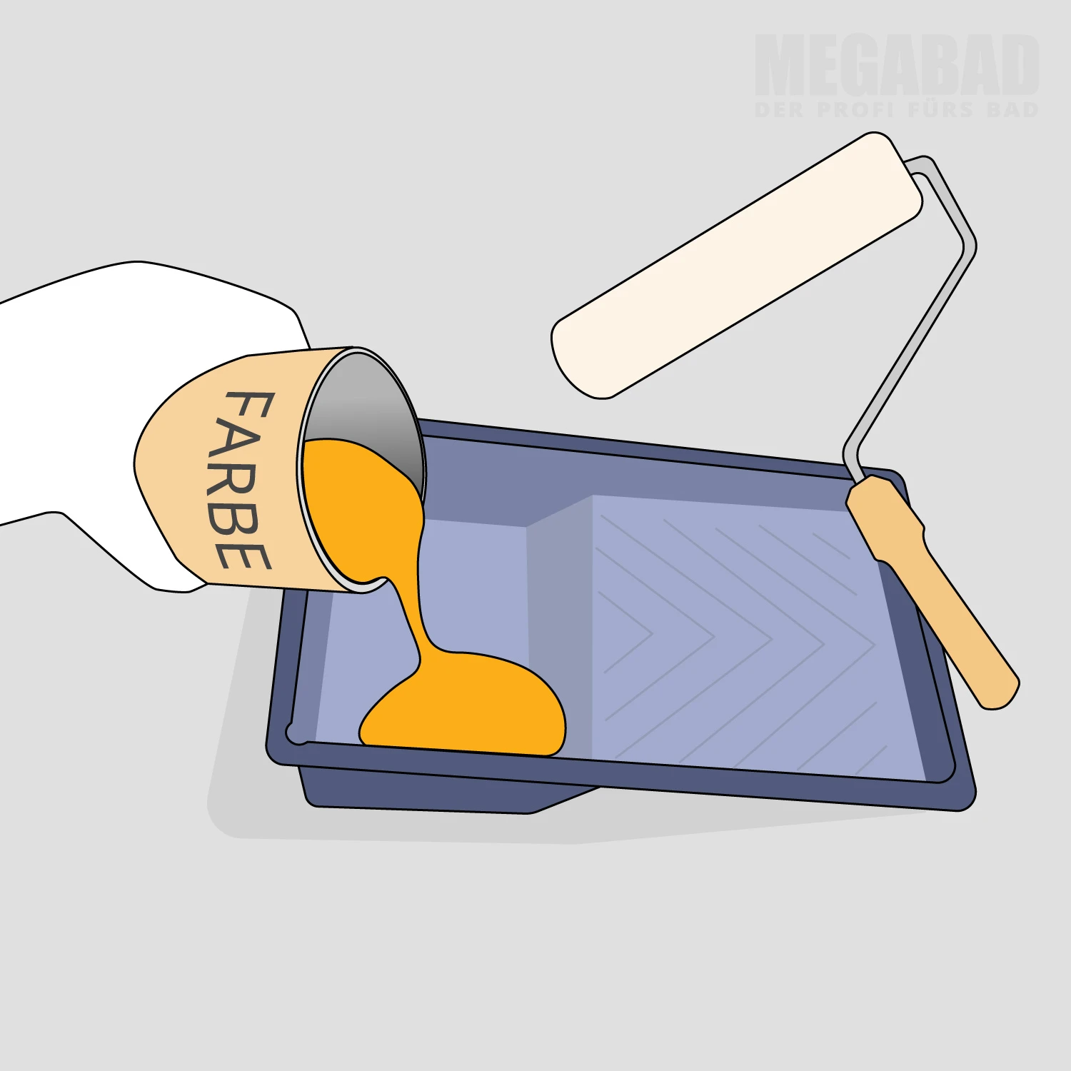 Farbe wird in die Farbwanne gefüllt