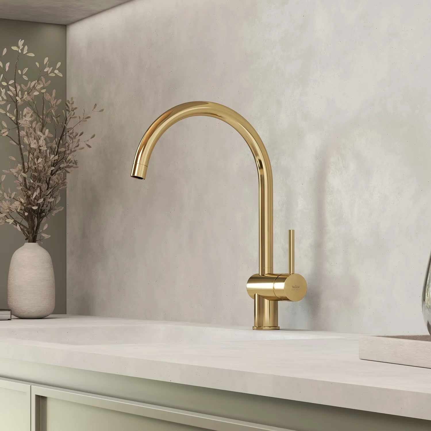 Kronenbach Lima Classic Einhebel Küchenarmatur mit hohem schwenkbarem Auslauf in honey gold