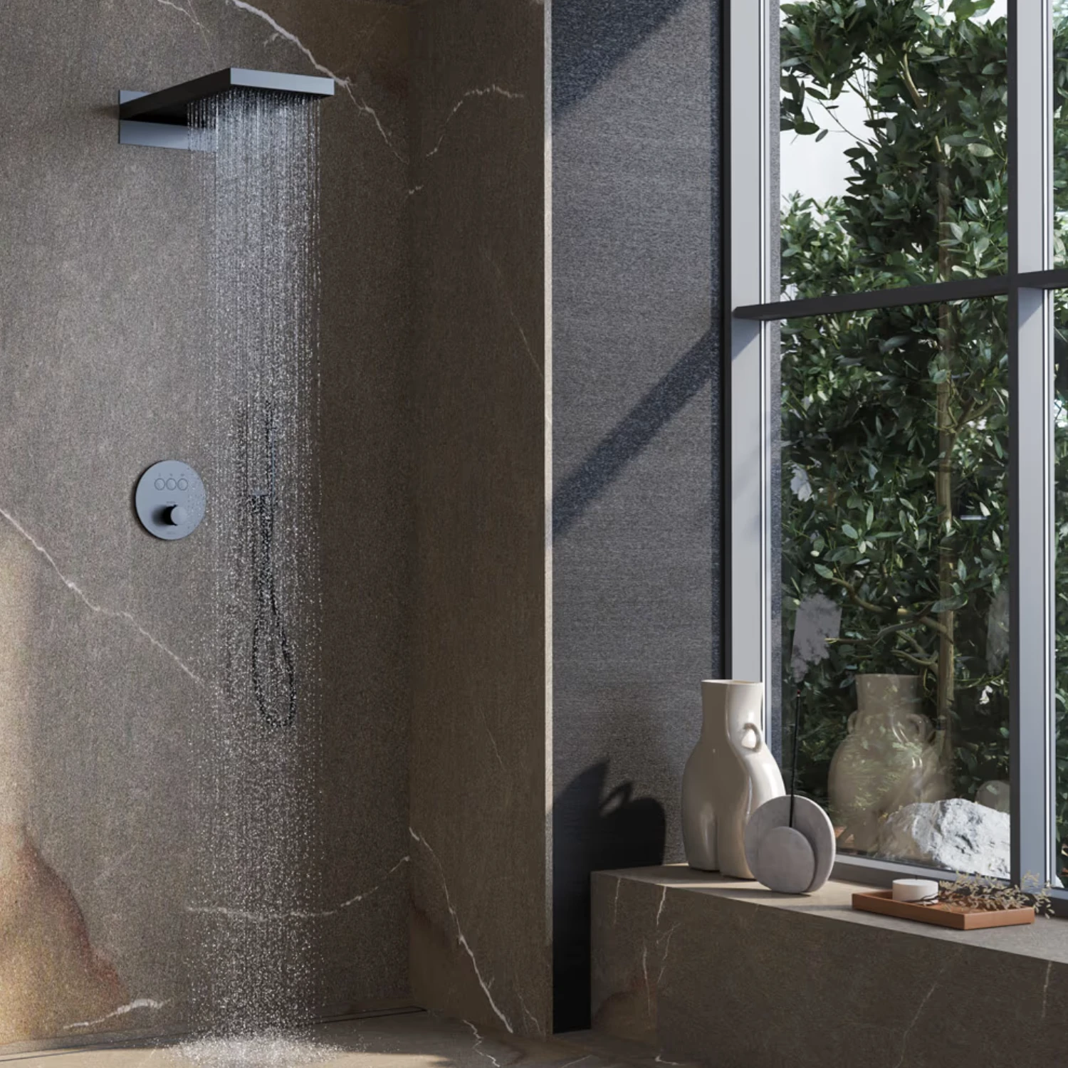 Kronenbach Smart Push Thermostat Duschsystem in schwarz matt