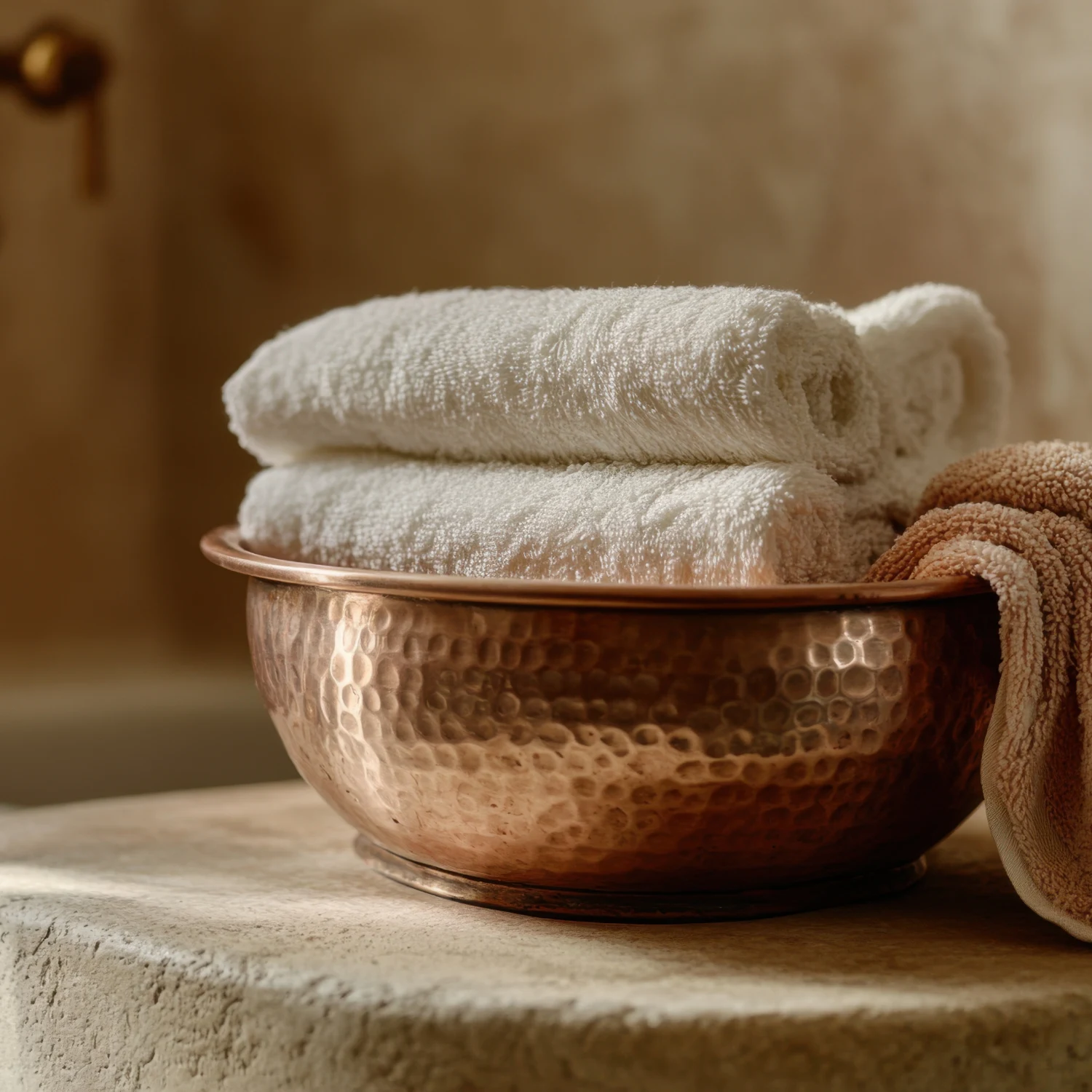 Dekoelement zur Aufbewahrung von Handtüchern in einem Hamam Badezimmer