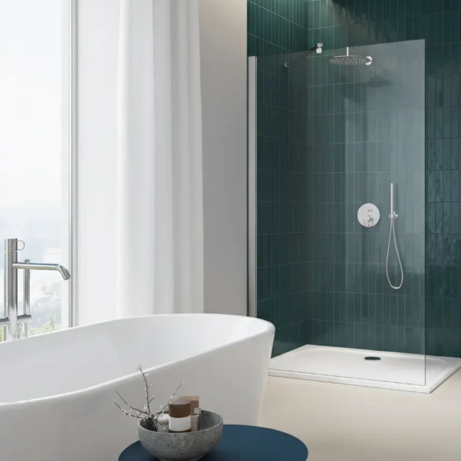 pianura Emilia mineral Duschwanne in einem modernen Badezimmer (Bild erstellt mit generativer KI)