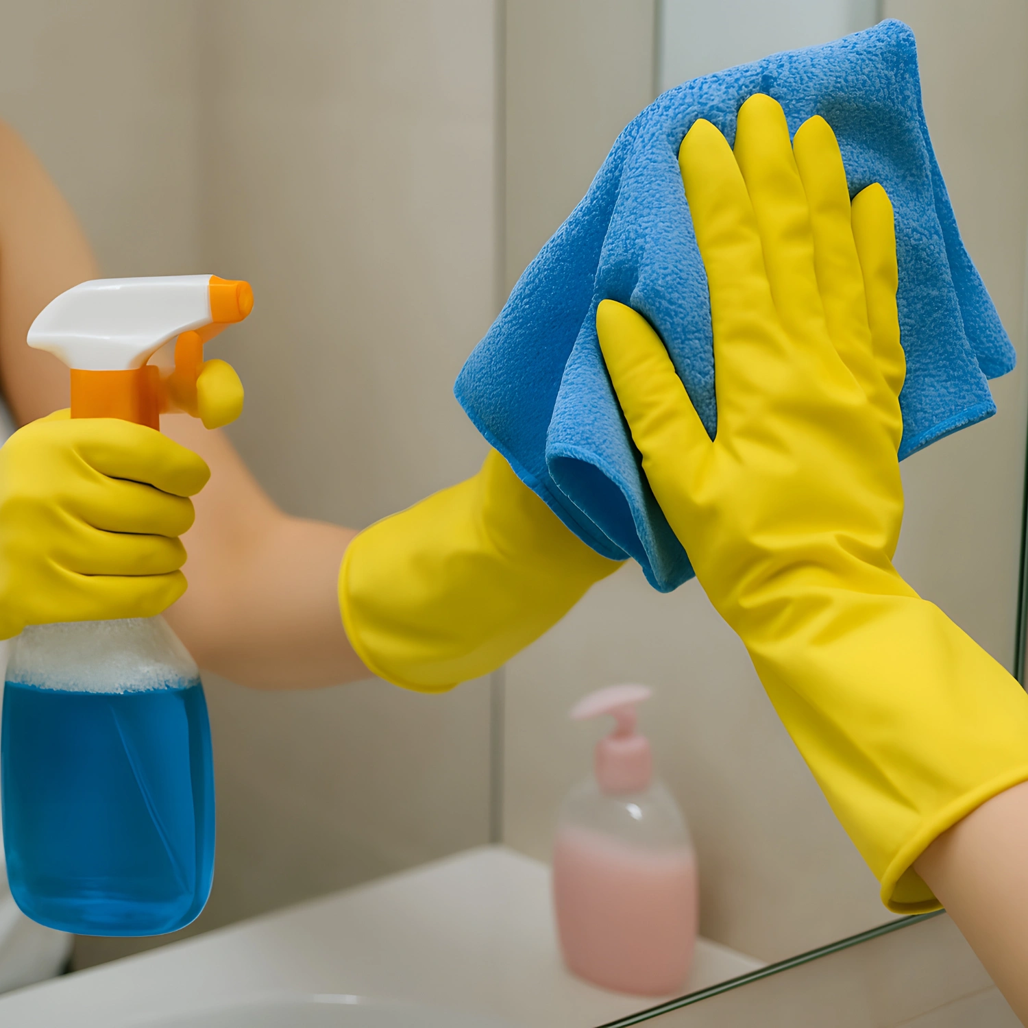 Handschuhe sollten bei der Reinigung immer getragen werden, sodass keine Fingerabdrücke hinterlassen werden.