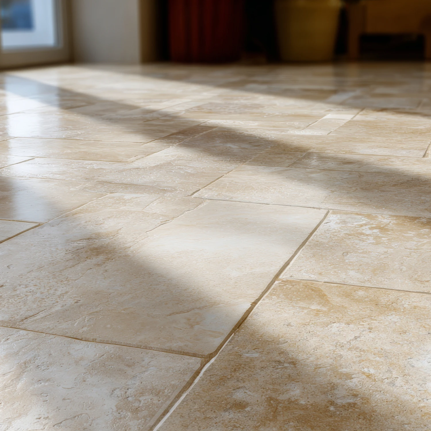 Boden aus Travertin im Badezimmer