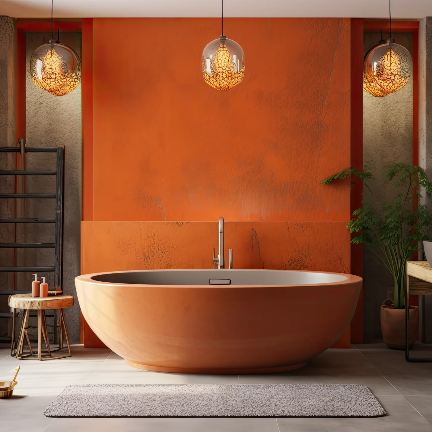 Orangenes Bad im modernen Stil