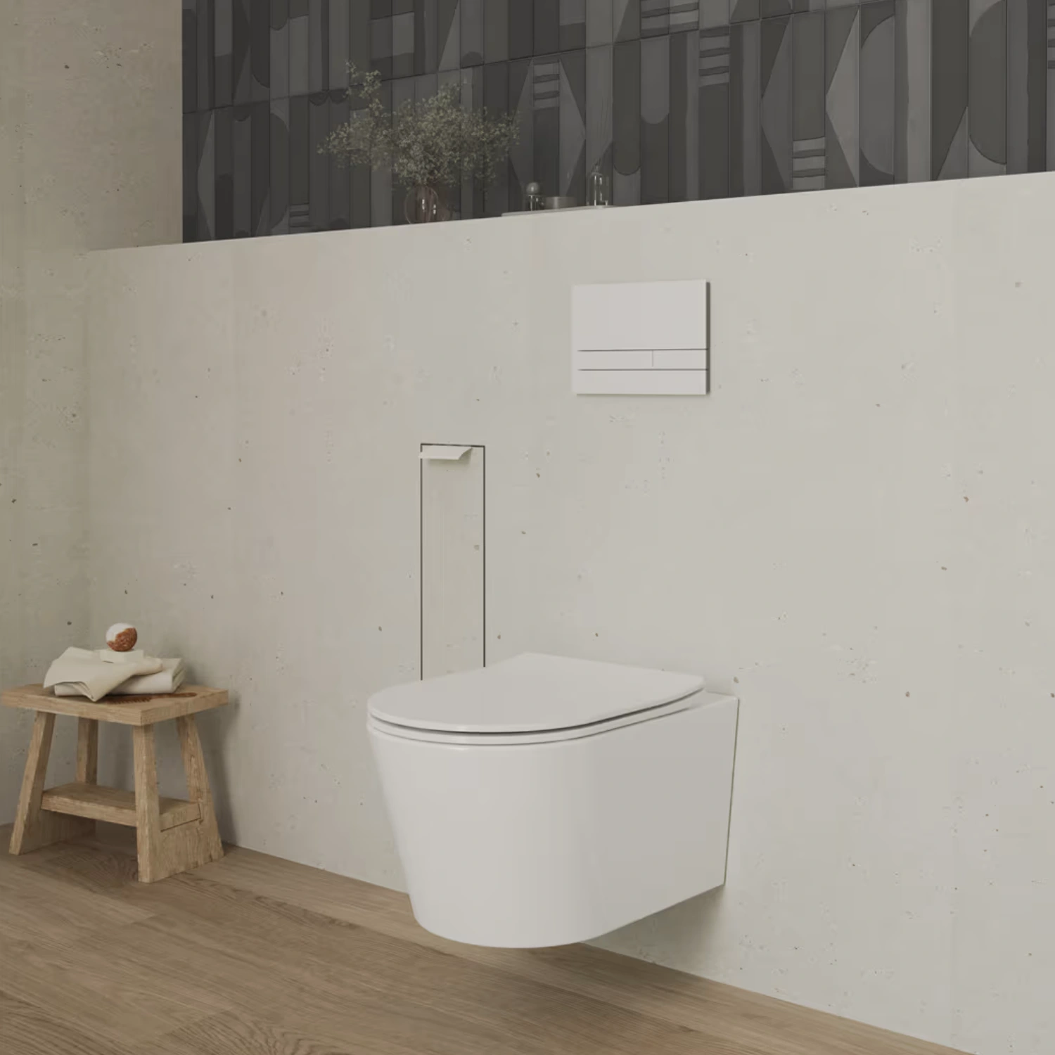 Kronenbach Wand-WC Tube in einem modern-minimalistischem Badezimmer.