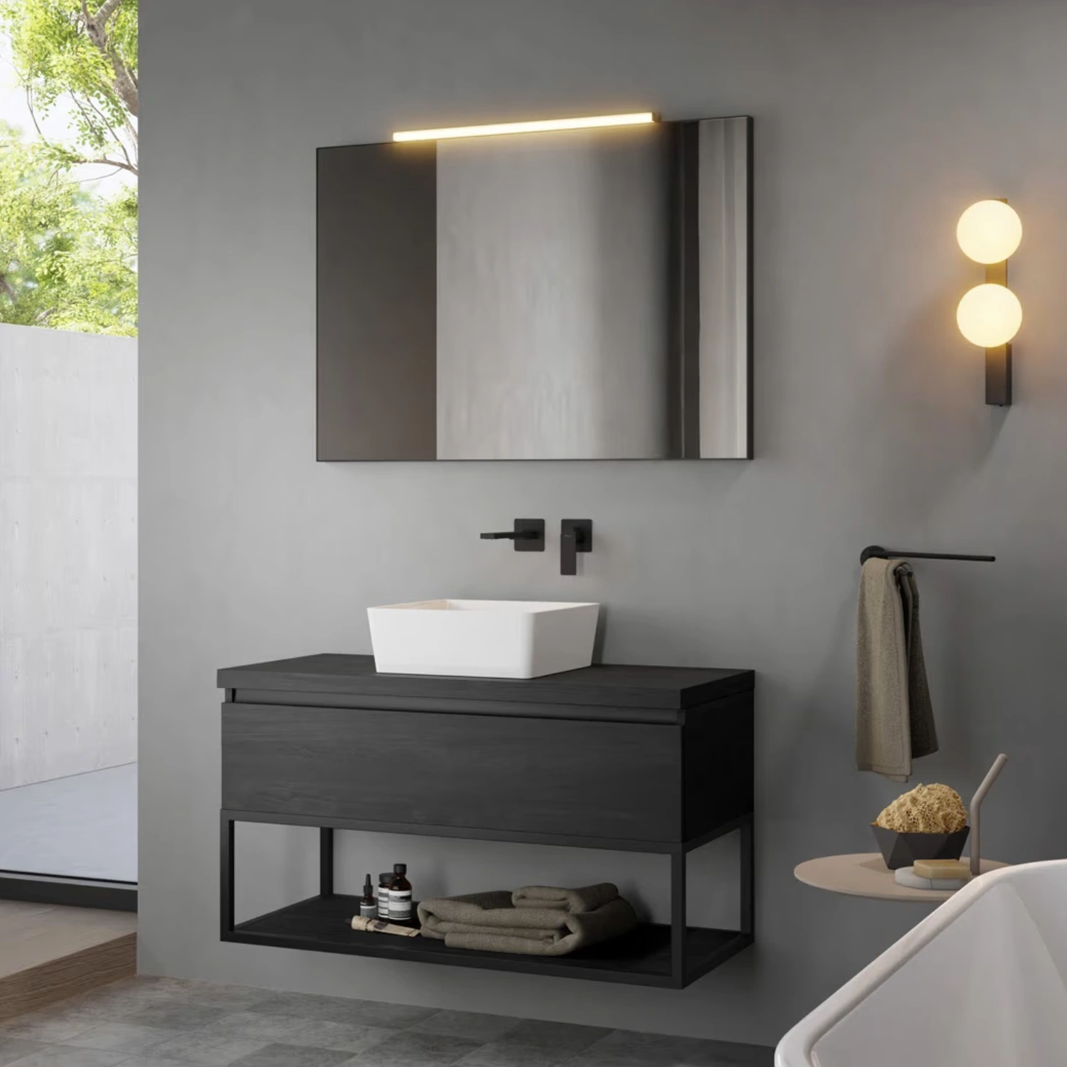 pianura Giulia Waschtisch mit Unterschrank in dark wood