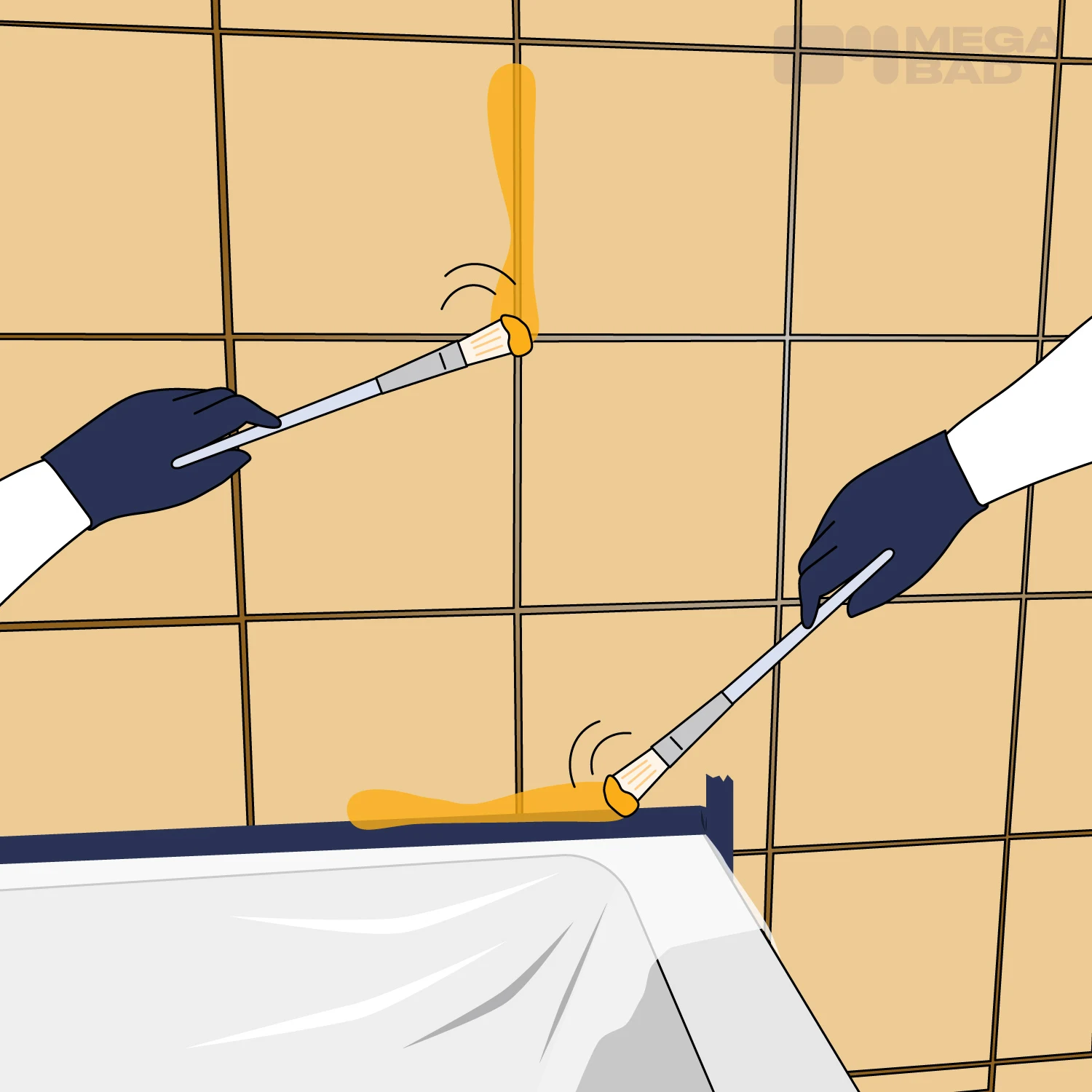 Für die Ecken und Ränder wird nun ein Ringpinsel verwendet.