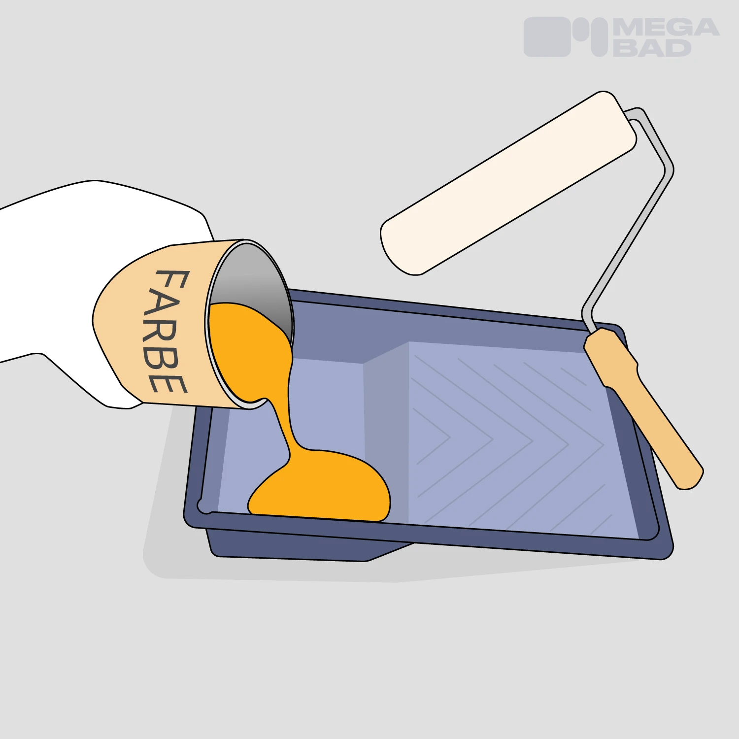 Farbe wird in die Farbwanne gefüllt