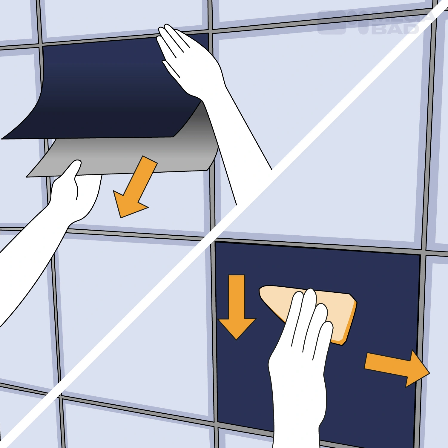 Aufkleben der Folie (trockene Variante)