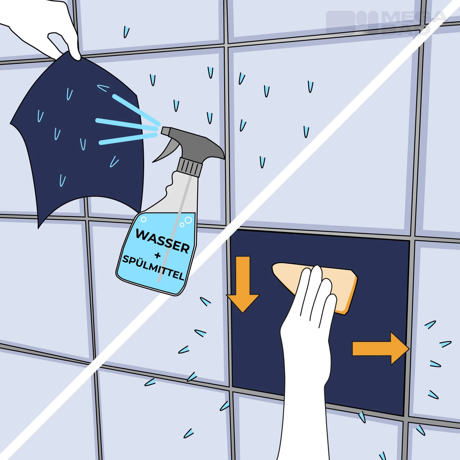 Aufkleben der Folie (nasse Variante)