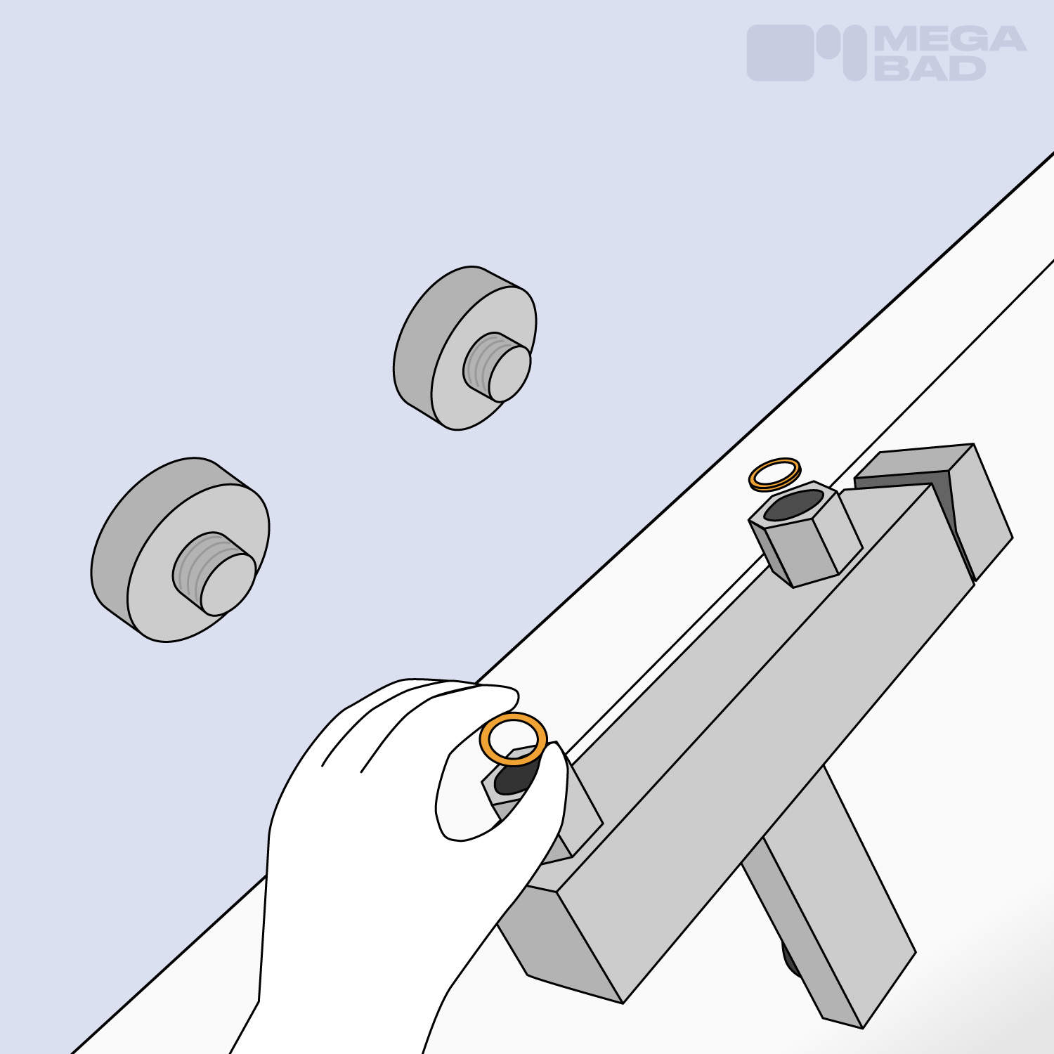 Einsetzen der Dichtungsringe in die neue Badewannenarmatur