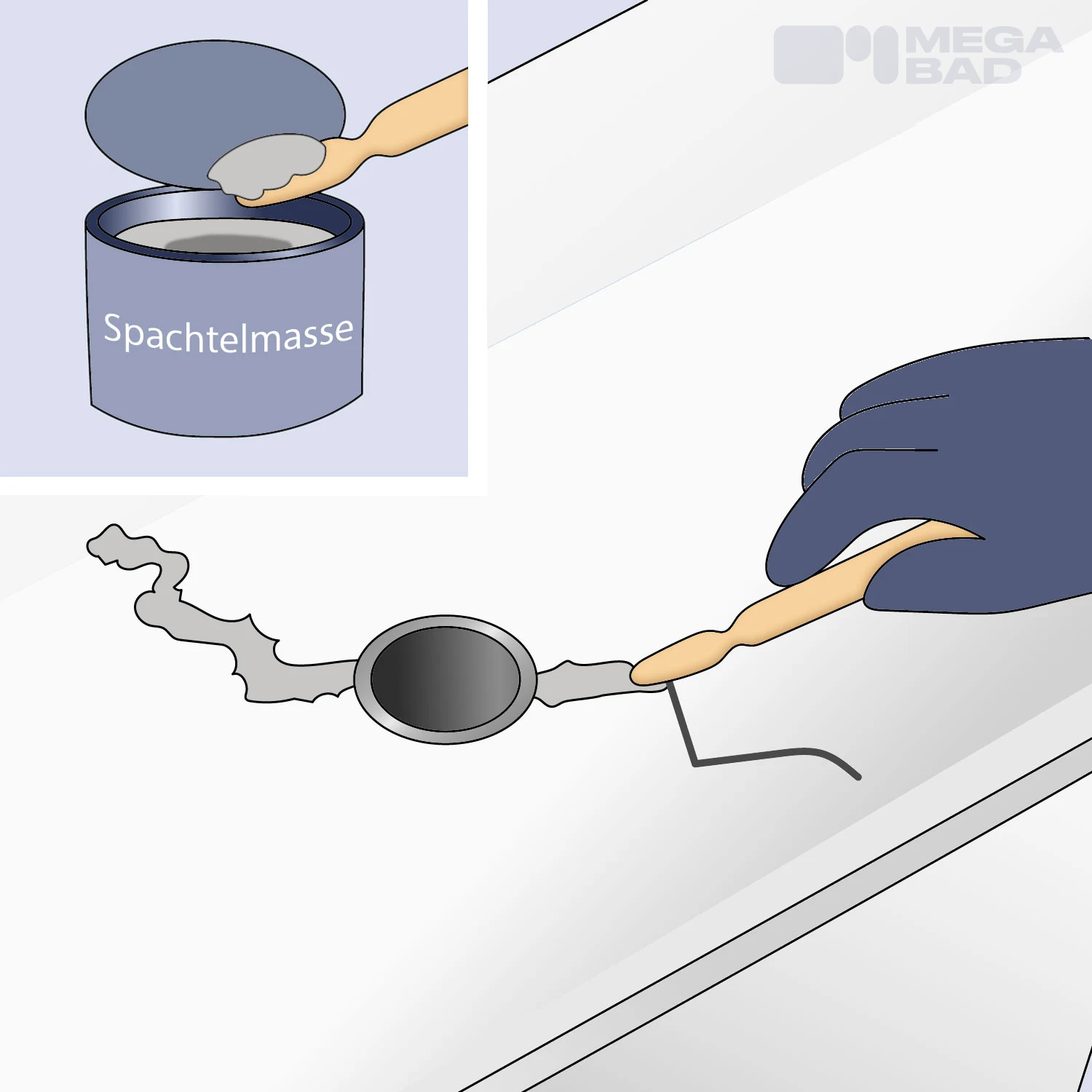 Die dazugehörige Spachtelmasse wird angemischt und im Anschluss aufgetragen.