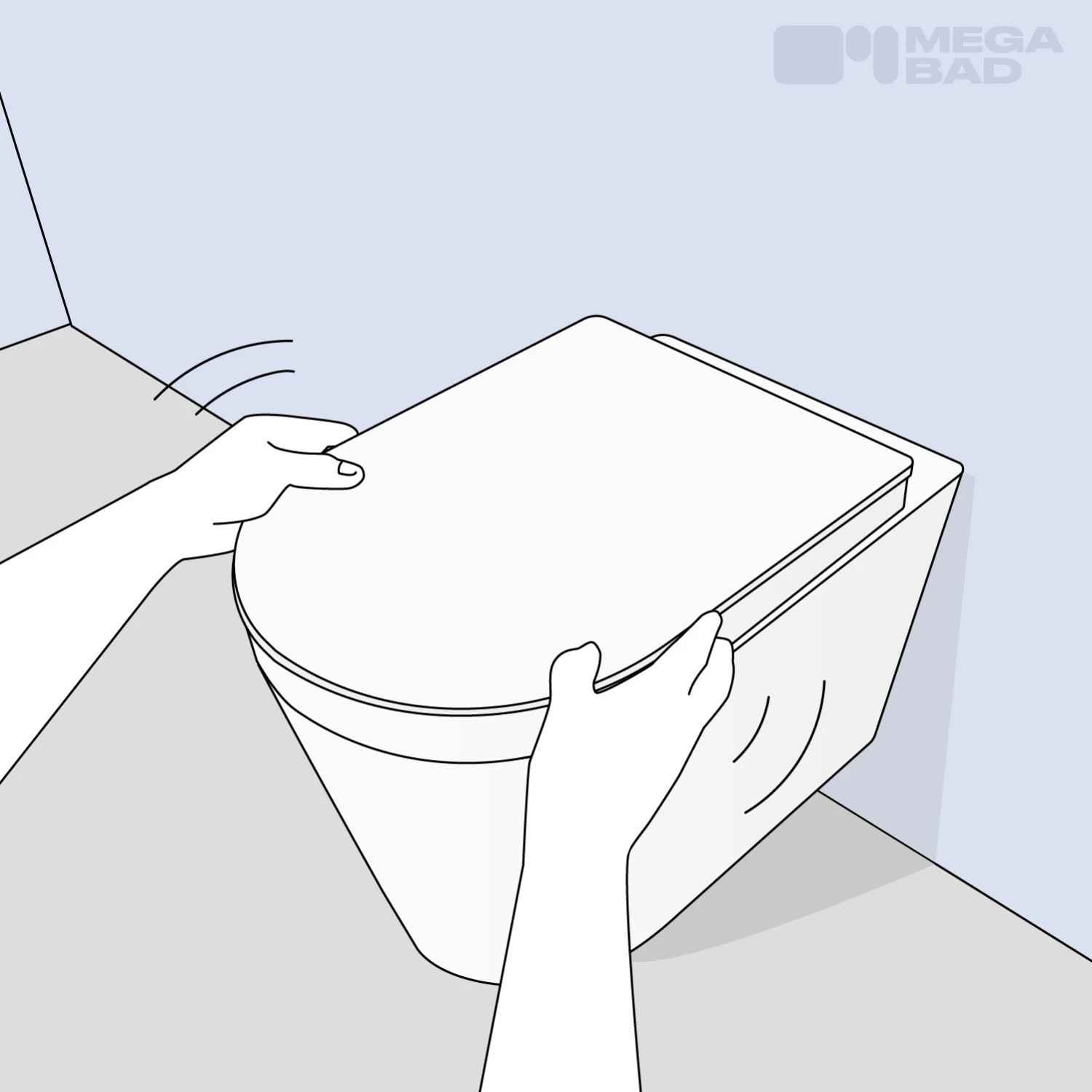 Der WC Sitz wird händisch korrekt ausgerichtet.