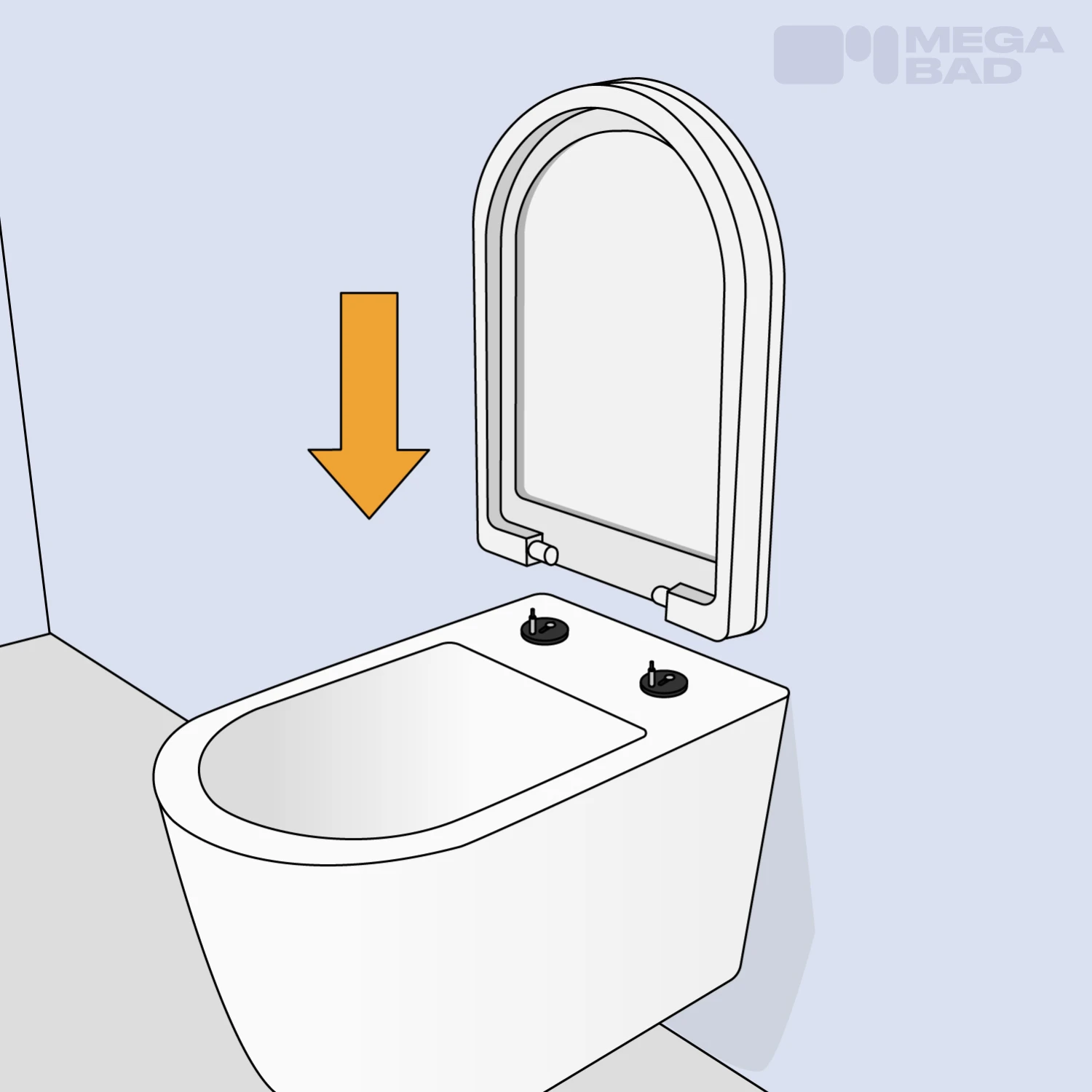 Probe Aufsetzen und Ausrichten des neuen WC-Sitzes.