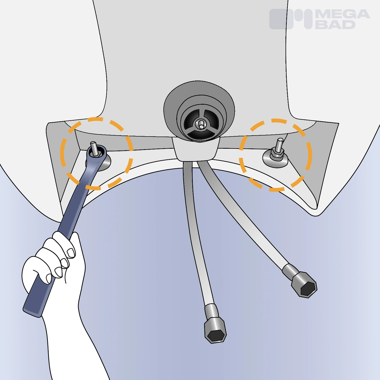 Die Aufhängungen des Waschbeckens werden gelöst.