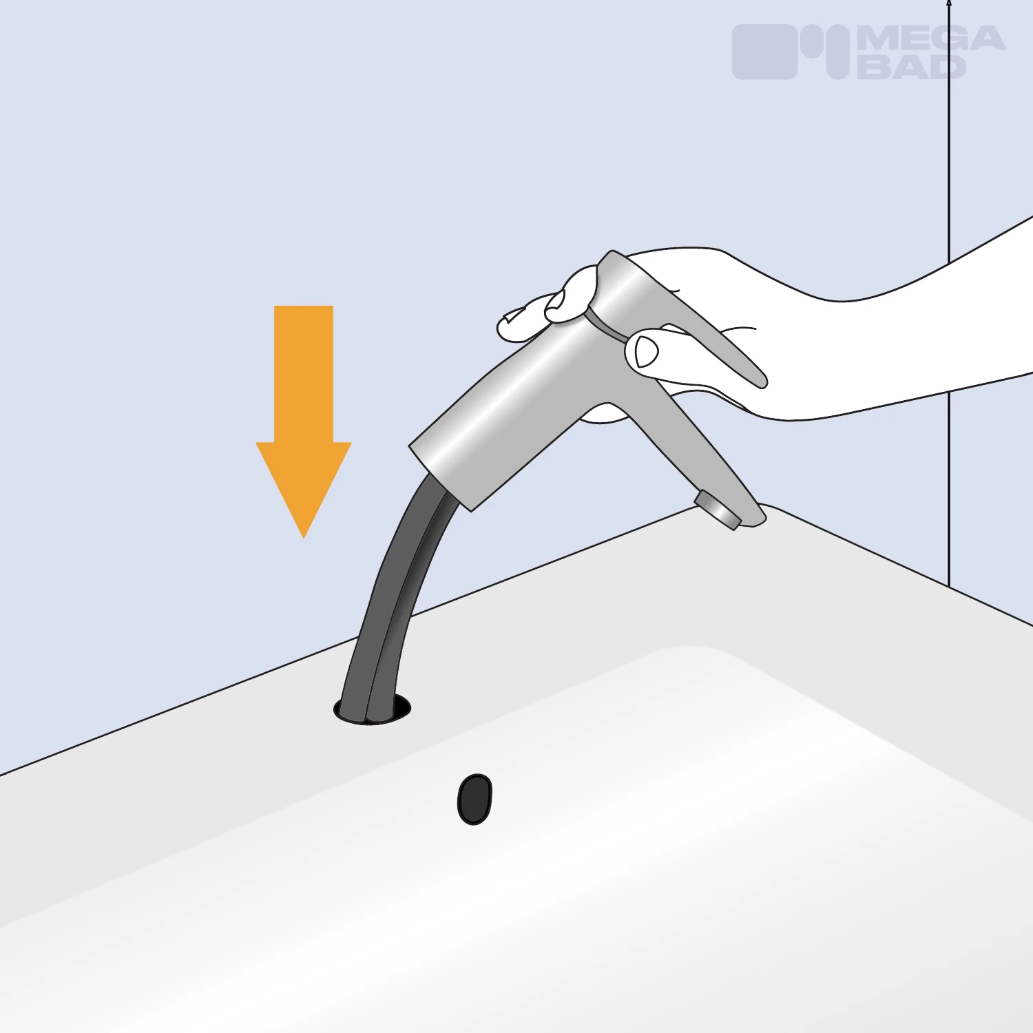 So kann nun der Wasserhahn wieder zentral eingesetzt werden.