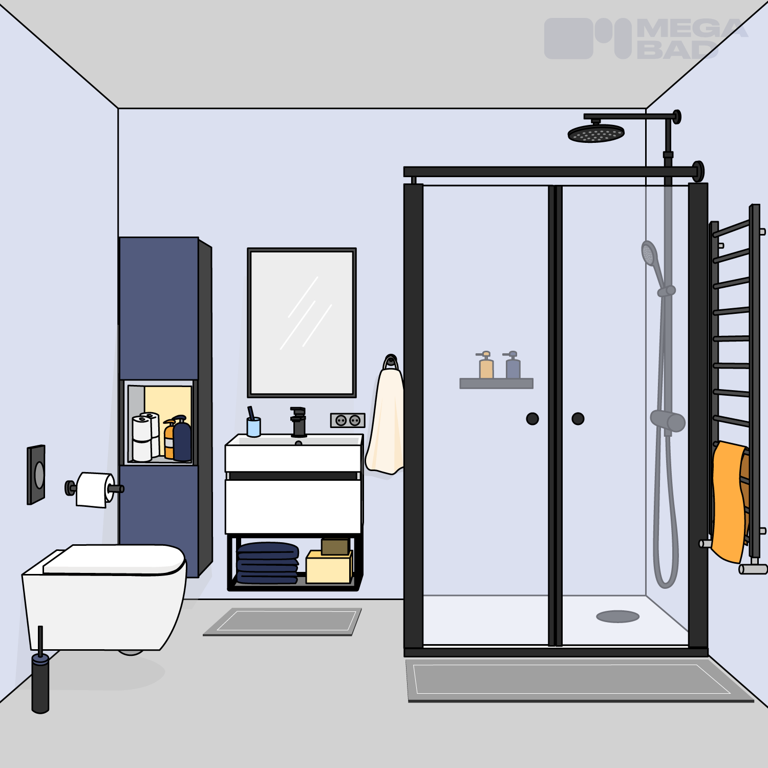 Einblick in ein 4 qm kleines Badezimmer, in das alle essenziellen Badmöbel passen.