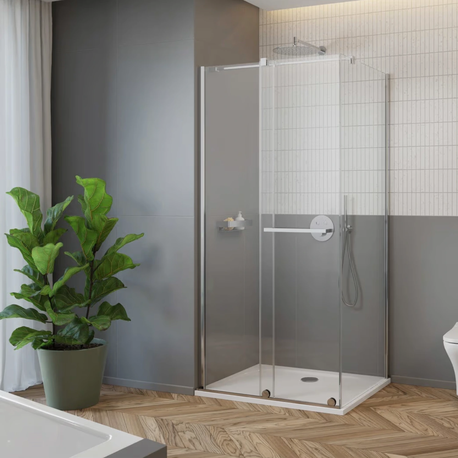 pianura Emilia mineral Duschwanne in einem modernen Badezimmer.