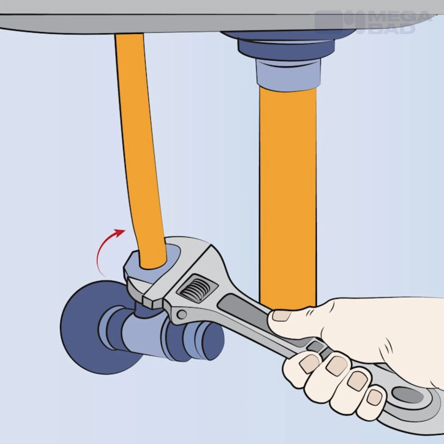 Die alten Anschlussschläuche werden vom Eckventil gelöst.