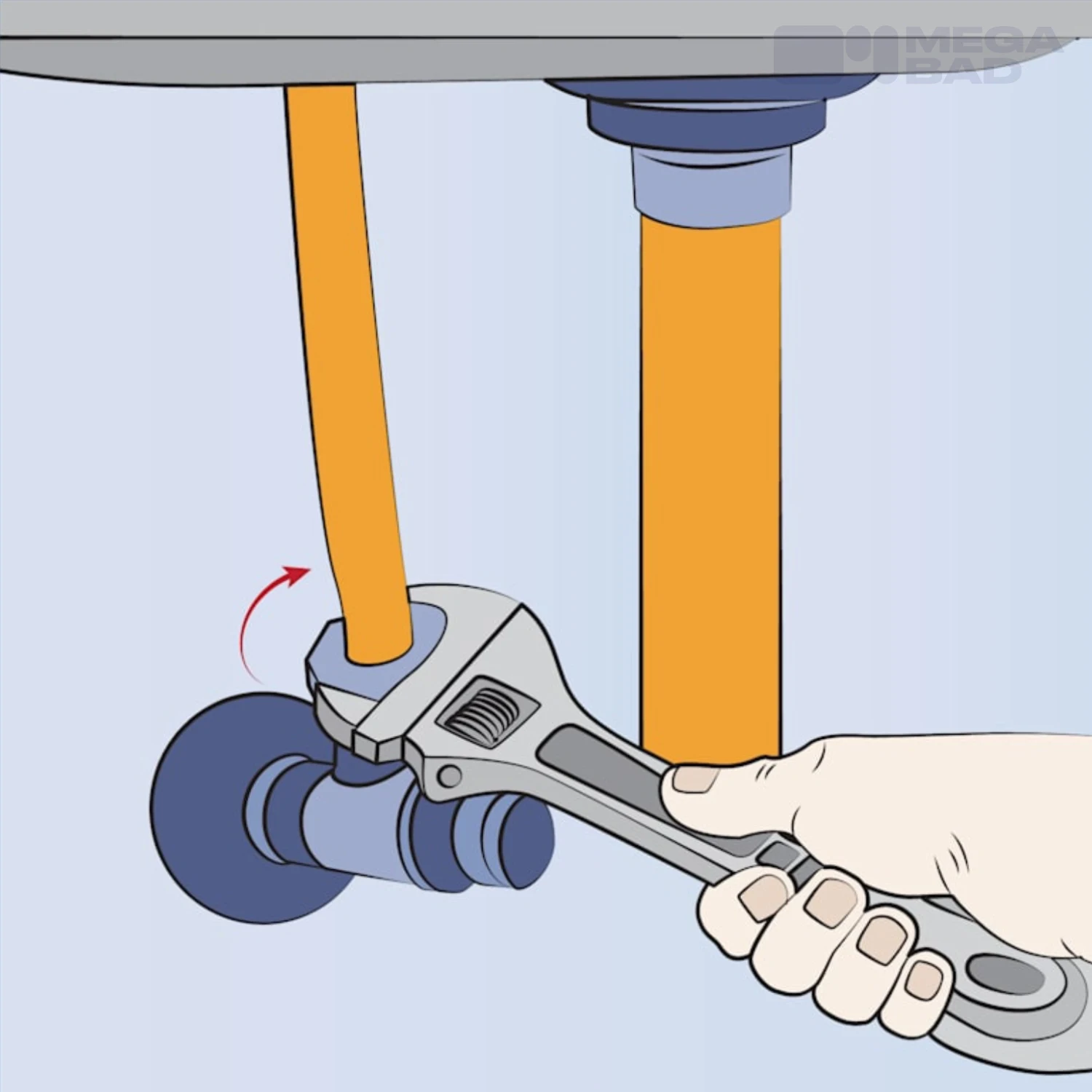 Zuletzt werden die Flexschläuche mit den Eckventilen verbunden.