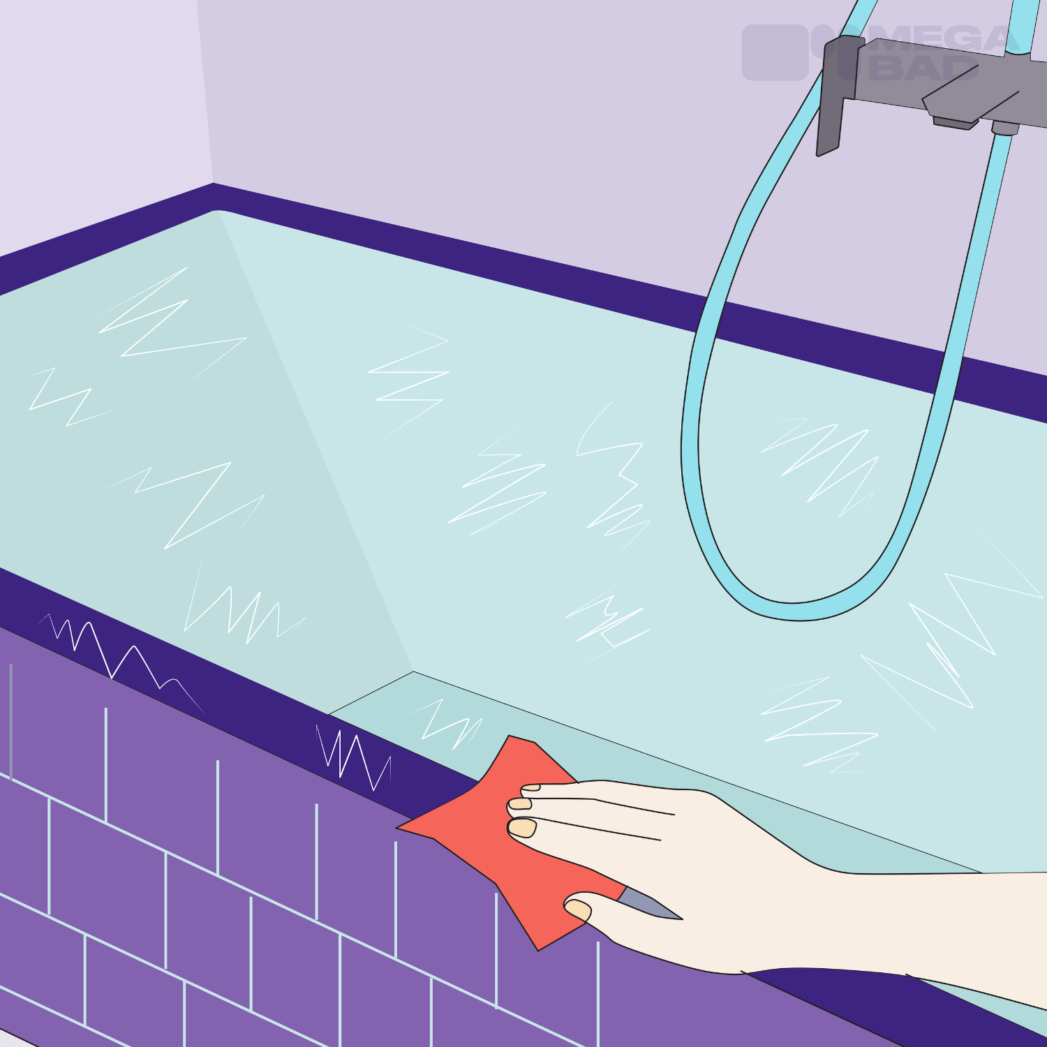 Zur Vorbereitung wird die Badewanne zunächst mit einem Schleifpapier angeraut.