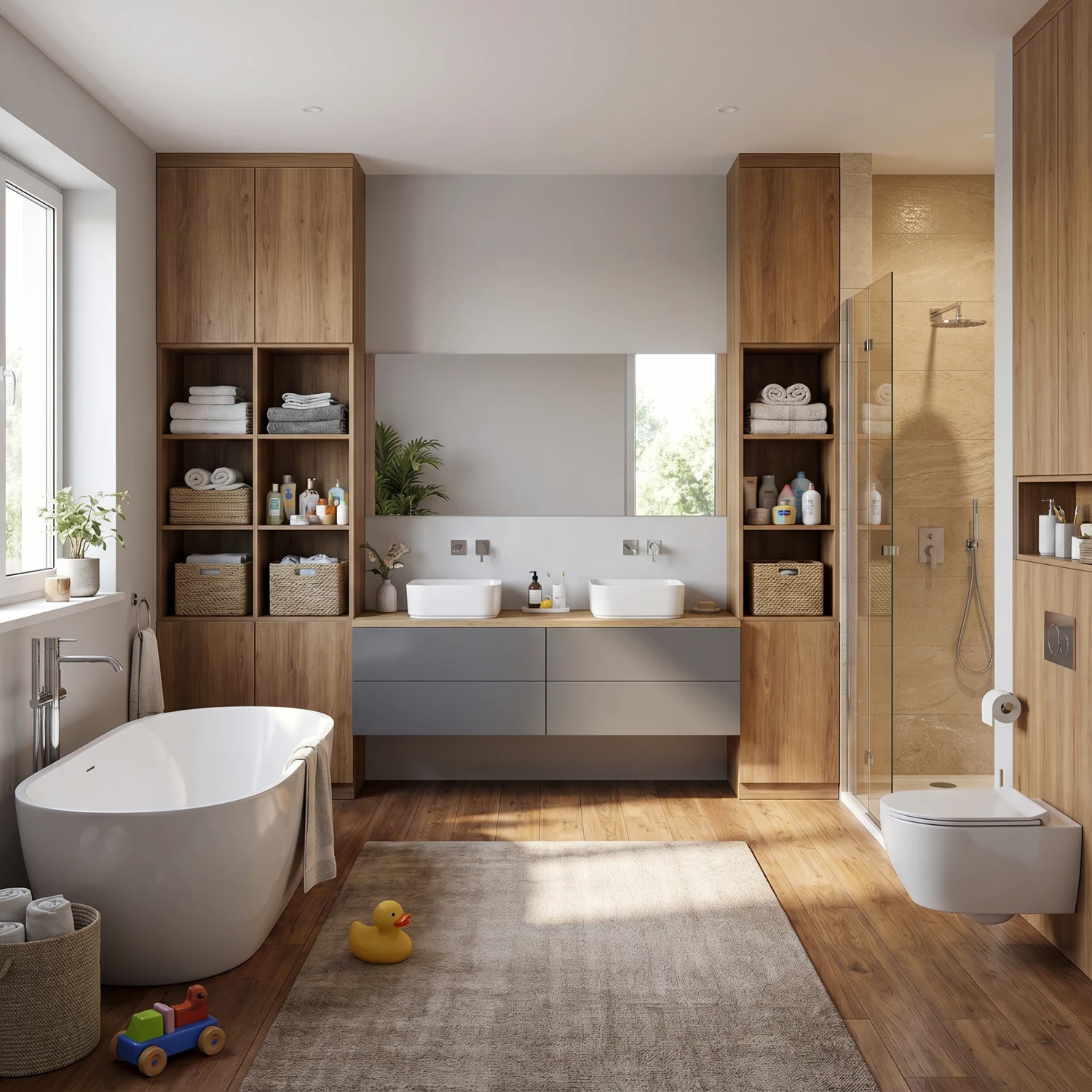 Familienbad mit freistehender Badewanne