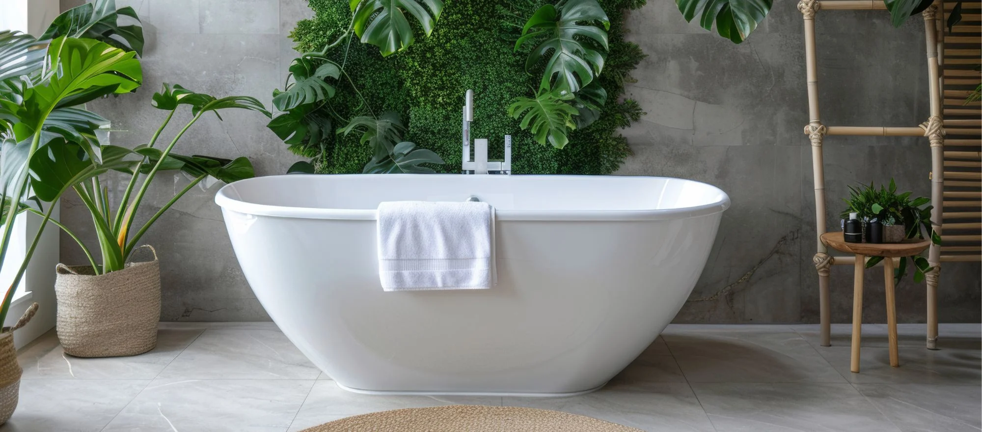 Grün gestaltetes Dschungel-Badezimmer