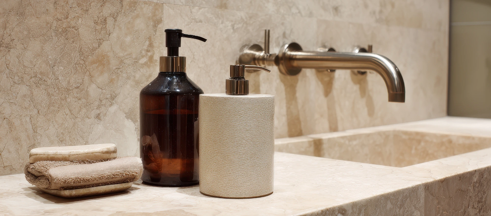 Travertin Waschbereich im Badezimmer