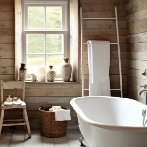 Rustikales Badezimmer mit viel Holz
